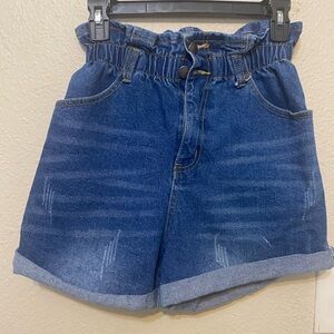 Classic Blue High-Waisted Jean Shorts